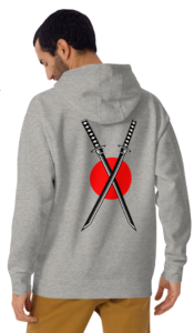 Felpa Samurai grigia con sole rosso — Lerian streetwear