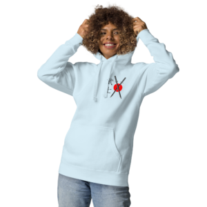 Felpa Samurai celeste con sole rosso — Lerian streetwear